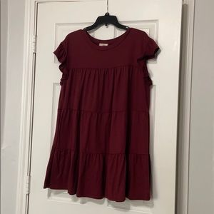 Maroon Ruffle Dress